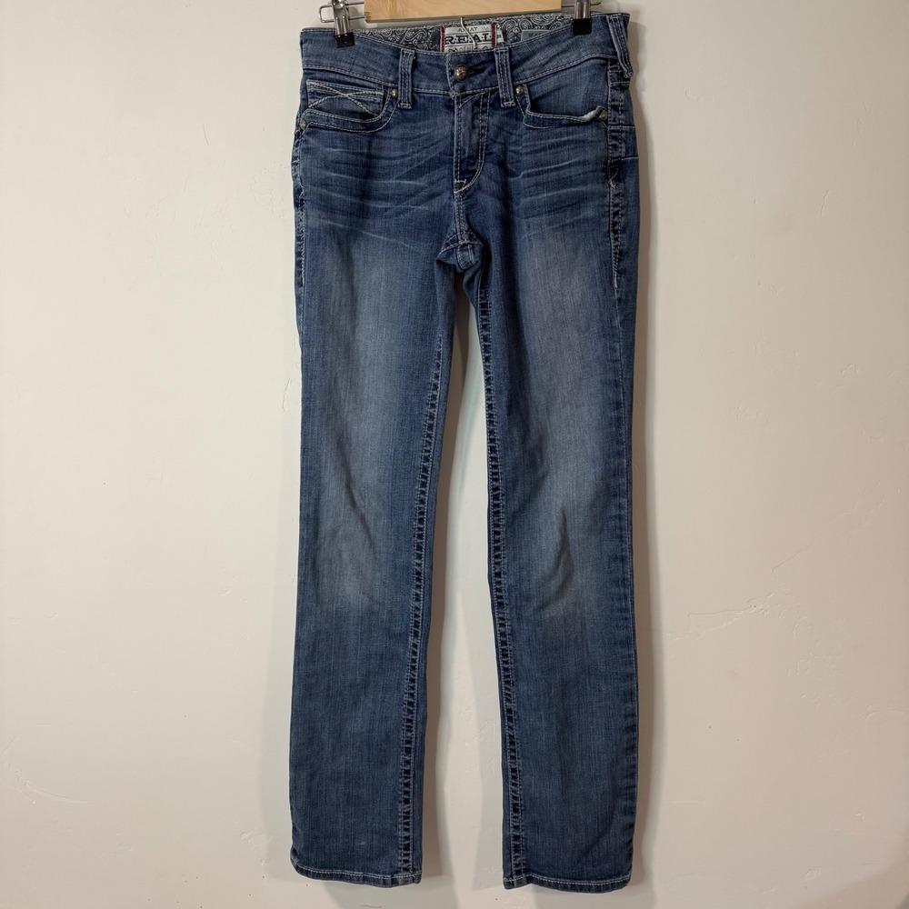 Ariat Womens Straight Leg Jeans Whipstitch 28XL Blue Denim Stretch Western Rodeo